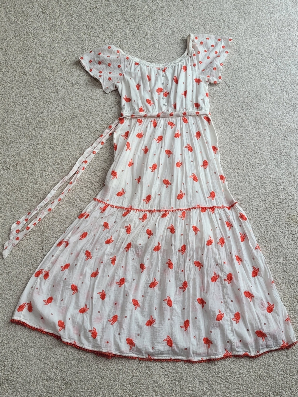 Anthropologie Esme Embroidered Floral Maxi Dress Boho Tiered Cottagecore Sz M - Picture 10 of 14